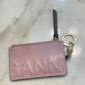 Ganni Light Pink Leather Keychain Pouch